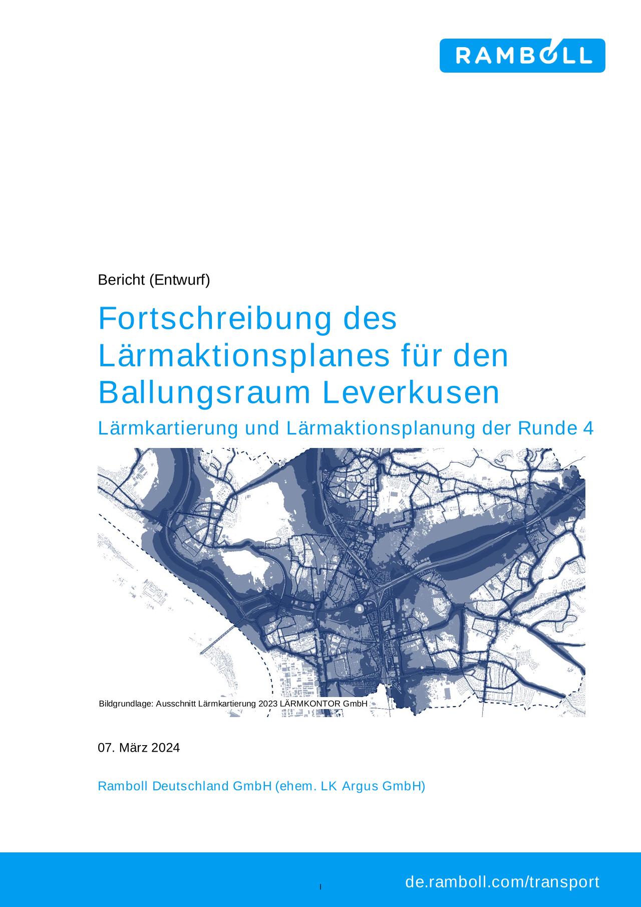 Vorschau Dokument: Lärmaktionsplan der Stadt Leverkuen, Runde 4 - Entwurf - download Dokument